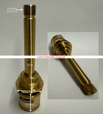 JURA 9.5mm 24 Spline 77mm On Off Shower Cartridge CWC (for SOL34) 202101HS T24-28C - Bespoke Part