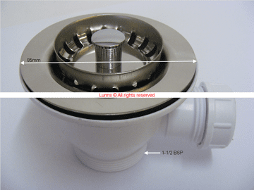 Kelvin 1-1-2in 85mm Mini Basket Strainer Waste cw Overflow Socket BSW  BR-R - Bespoke Part