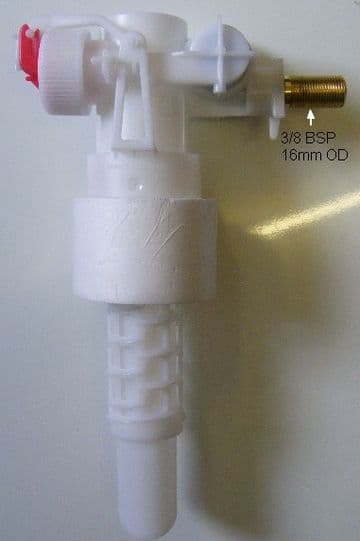 Keramag Cleo OX Side Entry Fill/Float Valve High Pressure Euro Model 16mm 3/8" BSP Brass Tail