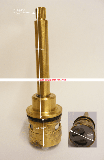 Knight 8025 24D Tear Drop Single Peg Brass On/Off & Diverter Cartridge SC3A - Bespoke Part
