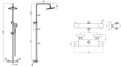 London Design Lever Pattern Bar Shower Valve cw Riser and Flexible Dual Kit
