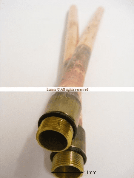 M11 x 10mm Copper Tap Tails 340mm Long D54 OFC2- Bespoke Part UTT21