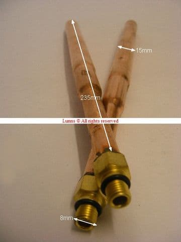 M8 x 15mm Copper Rigid Tap Tails (Pair) B54SK U-TT-17 - Bespoke Part