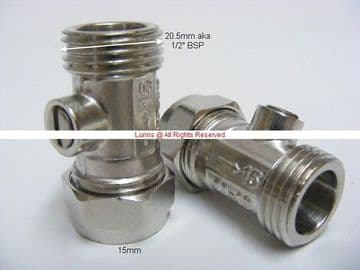 Nelson NW1 Straight Tap Tail Service Valve 15mmx1/2inch Pair