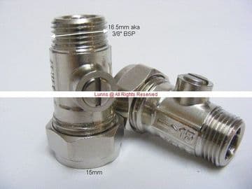 Nelson NW1 Straight Tap Tail Service Valve 15mmx3/8inch Pair