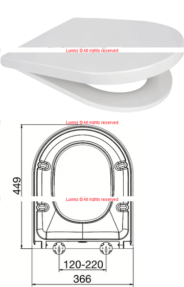 Olympia4 D Shaped Replacment Soft Close WC Seat 366x449