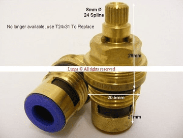 Ottone Meloda Osiris 1/2in Brass Single Threaded Cartridge Pair T24-23 Now T24x31 - Bespoke Part