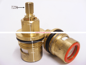 Pegler OEM HEX Ceramic Disc Plain Bath Cartridge Pair T20X55BAK (PKITOPPRL) - Bespoke Part