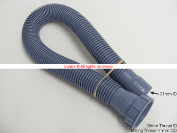 Pluma Bath Overflow Hose 39/41 Nutx31mm Hose 550mm Long  W10