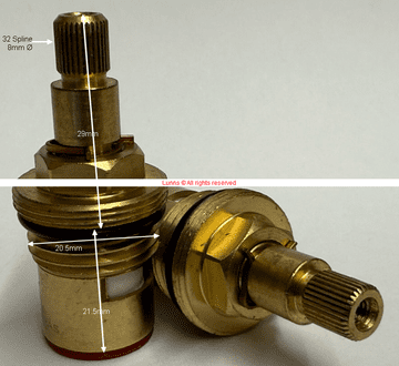 REEL 29 QIXI SH WRAS Basin/Bath/Sink 32 Spline Ceramic Disc Cartridges TM31A Pair - Bespoke Part