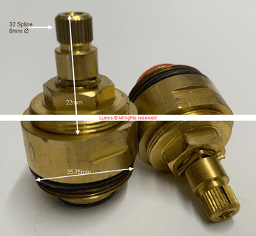 REGAN 32 Spline Sink Mixer Cartridge cw 25.75 Brass Bush R54ME87SA11 - Bespoke Part