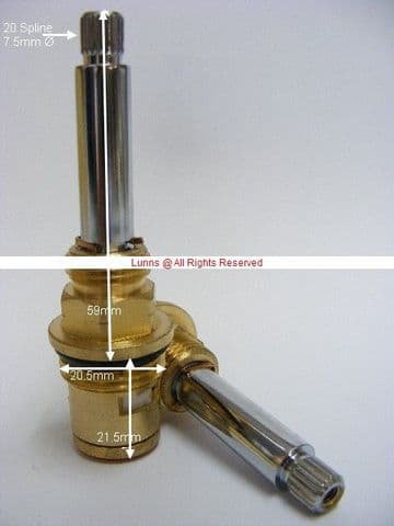 Renaissance Mk1S Chrome 59mm Stem Ceramic Disc Cartridge for Lever Taps T20X17 (Pair)