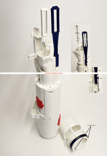 RZ Watermark WDI White Bracket 61.5Ø 40 EYE 47CLIP FlushValve K4050 AA 615NOTFV1 - Bespoke Part