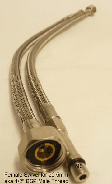 SB M8 8mmx1/2" FFU Flexible Briaded Tap Tails P4H -PAIR Bespoke Part