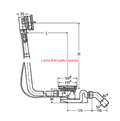 Showerlux  Mk3 Bath Overflow Filler with Pop Up PUW - 45 Deg Left Hand Fill - Bespoke Part