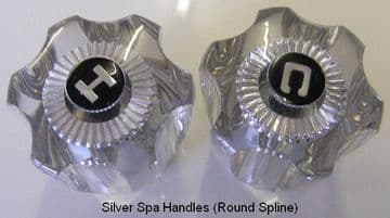 Silver Spa Sink/Basin Handles (Round Spline) Pair - Bespoke Part