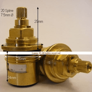 TC Bathrooms 2629 Recessed/Attenuated 30mmFlange Mk2 Bath Cartridge T20-62RR Pair-Bespoke Part