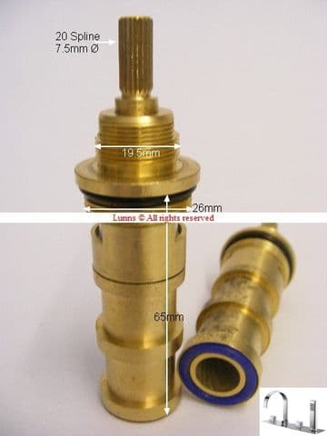 TC Bathrooms Callisto H Series 3H Bath Mixer Ceramic Disc Cartridge Valves (Pair) SAF - Bespoke Part