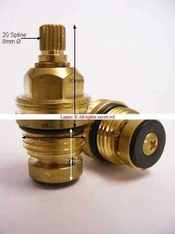 UKN Half Turn 1/2inch Washer Valve 20 Spline T24-22A