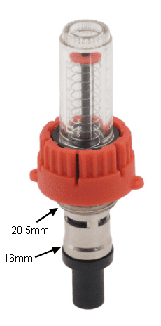 Underfloor Heating RED CAP 12mm Silver Nickel Body Flow Meter - Bespoke Part