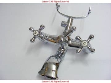 Valez Ceramic Disc Period Bath Shower Mixer c/w Hose and Period Handset - Chrome