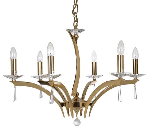 Oaks Wroxton 6 Light Crystal Chandelier Gold 708/6 GO Oaks Lighting