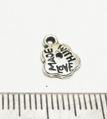 'Made with Love' Flower charms x 20. 10mm x 7mm
