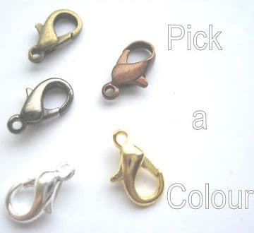 12mm lobster / claw claps x7. Pick a colour.