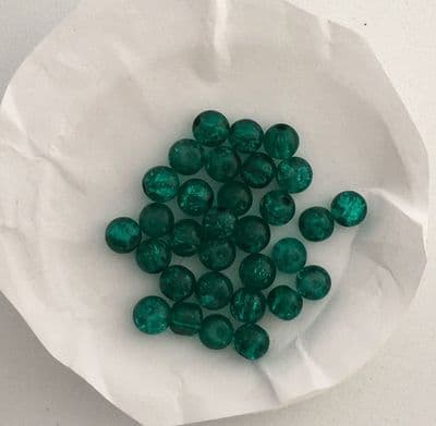 30pcs. Crackle beads dark green 6mm