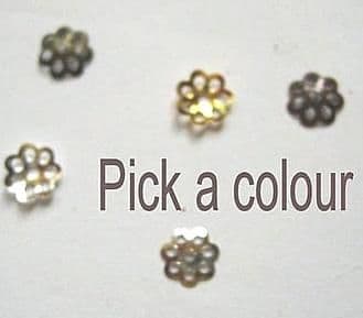 6mm Filigree beadcaps x 100. Pick a colour.