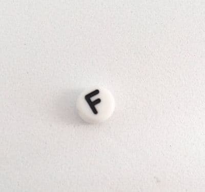 Alphabet letter F.  Pack of one. 7mm x 3mm. Choice of 3 colours