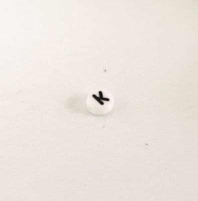 Alphabet letter K.  Pack of one. 7mm x 3mm. Choice of 3 colours