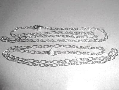 Antique Silver fine link chain x 2. 45cm long with lobster clasp
