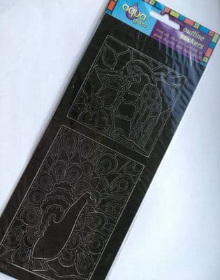 Aqua Glass outline stickers stickers. 1 sheet