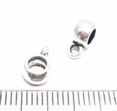 Bail - Bright Silver Plated Smooth with loop x 10. 6mm