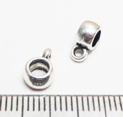 Bail - smooth x 10. 6mm diam.Tibetan style silver
