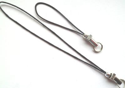 Black mobile phone loops/lariats x 10 with Silver Square bead & ball in 2 lengths.