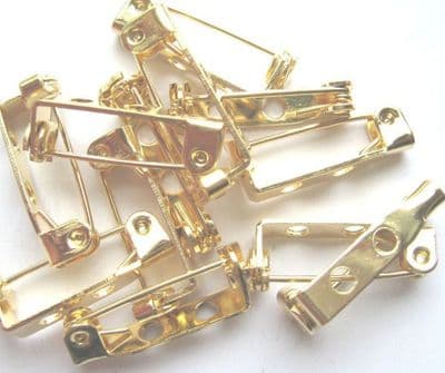 Brooch Backs 20mm Gold x 12