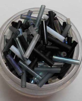 Bugle beads - Black/White/Grey x 500