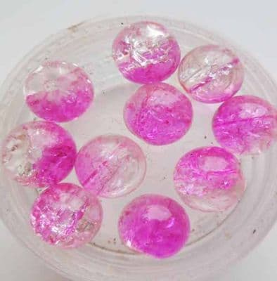 Crackle Fuschia/Clear x10. 8mm