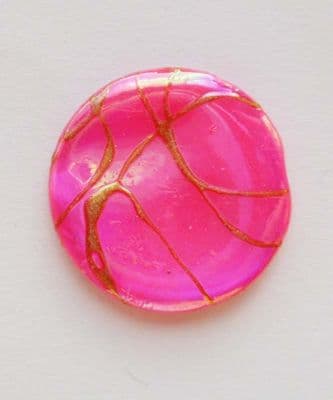 Drawbench flat beads. Pink. 19mm x 2mm. x 5