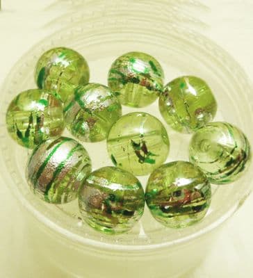 Drawbench glass beads 8mm. Lime green x 9
