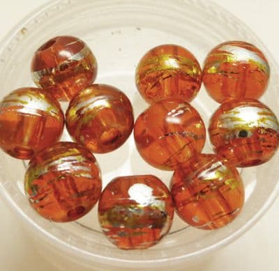 Drawbench glass beads. Orange. 8mm x 10
