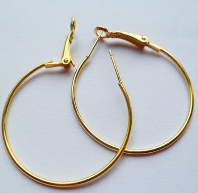 Ear Hoops x 4 (2 pairs). 35mm. Gold Plated