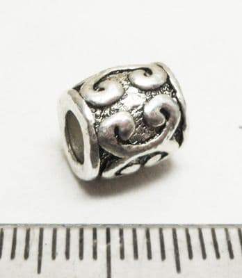 European style barrel bead 9mm x 9mm with 3.7mm hole