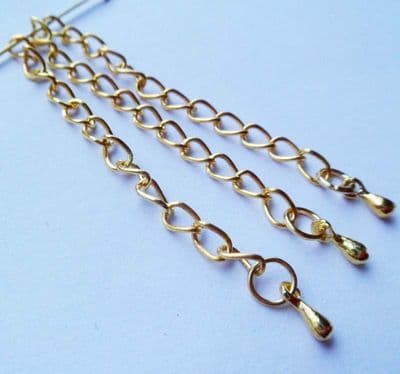 Extender chains. Gold plated x 3. App. 57mm