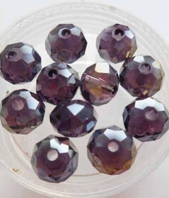 Faceted beads 8mm x 6mm. Amethyst x 10