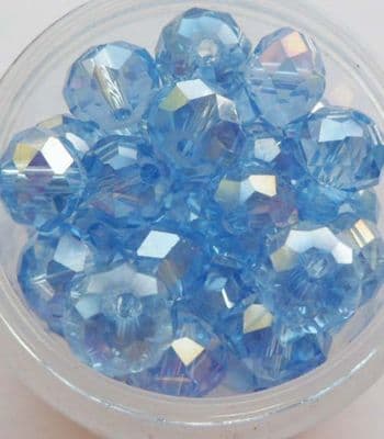 Faceted Beads 8mm x 6mm. Cornflower x 6