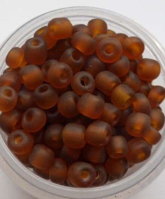 Frosted Glass 4mm Beads. Brown x 50