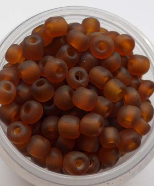 Frosted Glass 4mm Beads. Brown x 50